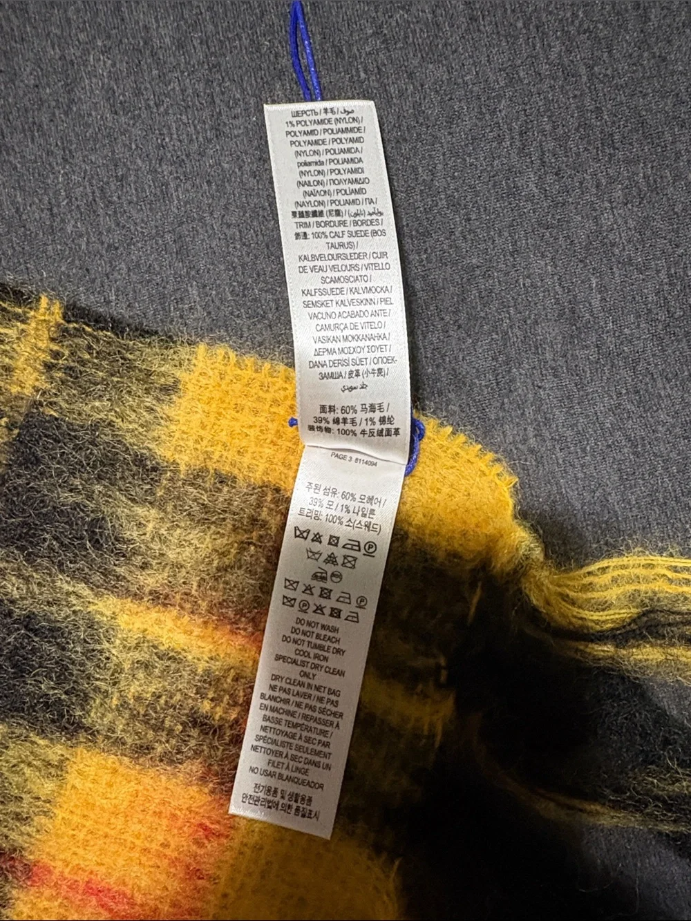 BNWT Burberry Mohair/Wool Yellow Black Plaid Scarf